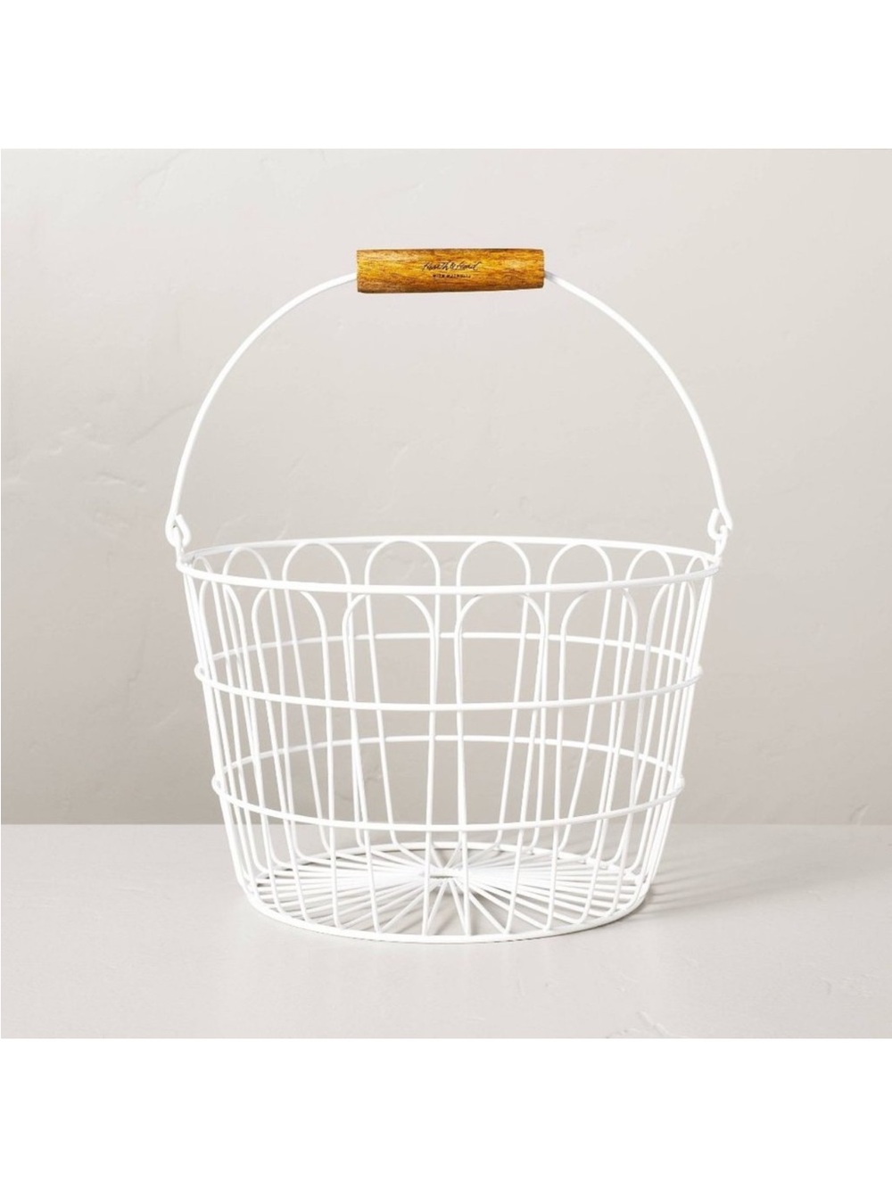 Hearth & Hand Magnolia White Wire Easter Basket Cream w/ Wooden Handle